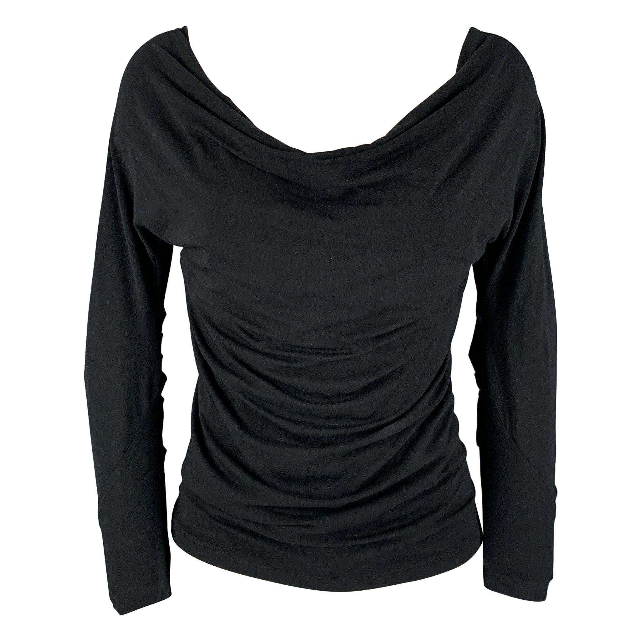 DONNA KARAN Size S Black Viscose Elastane Long Sleeve Pullover For Sale