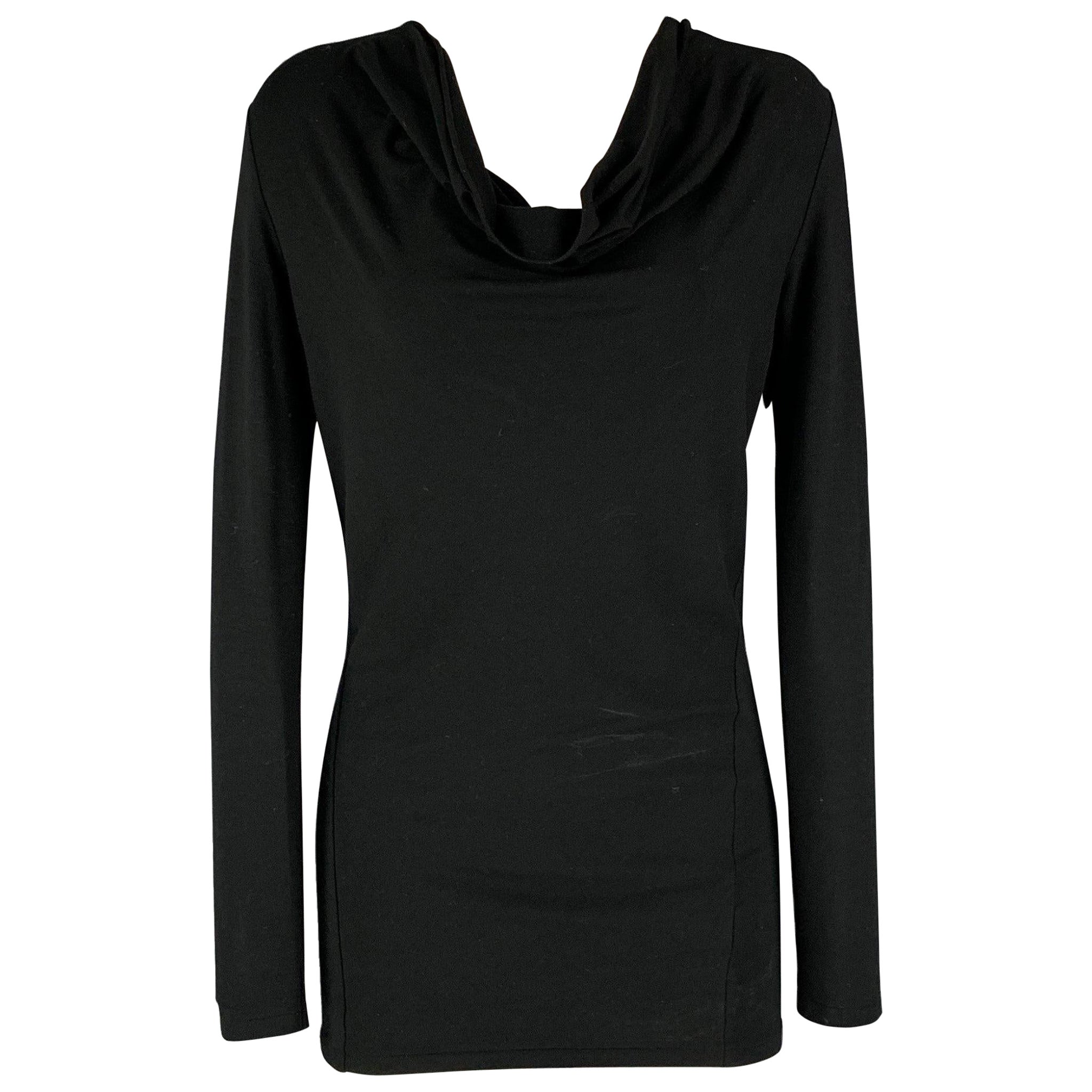 RALPH LAUREN Size S Black Viscose  Elastane Long Sleeve Pullover For Sale