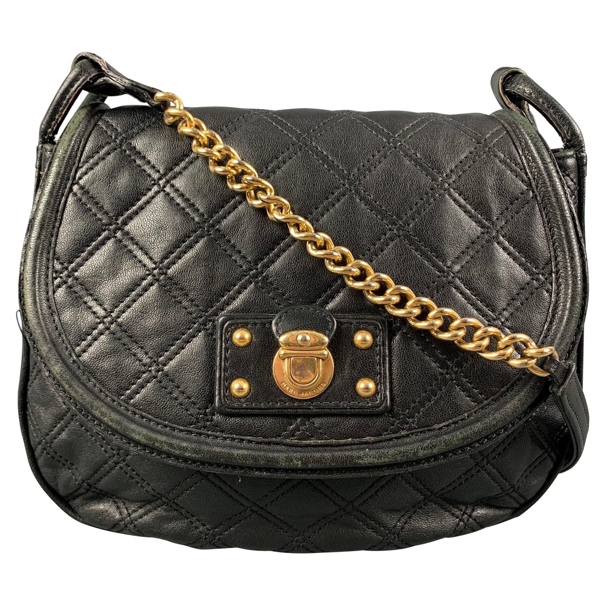 MARC JACOBS Black Quilted Leather Cross Body Handbag For Sale