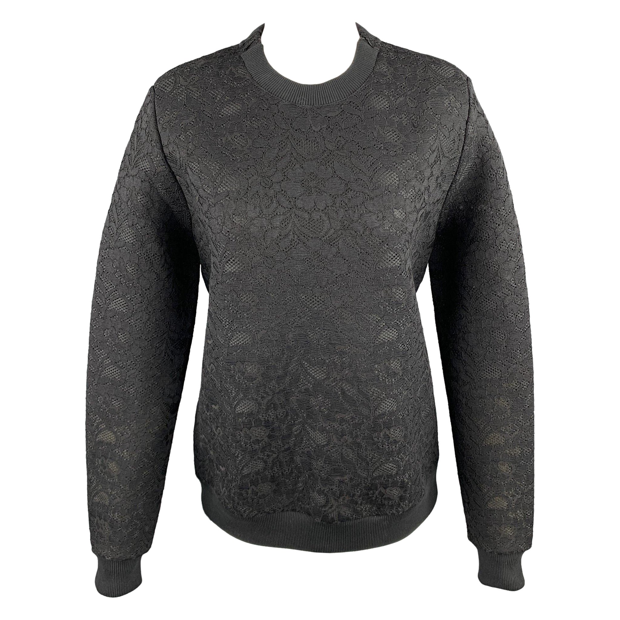 GIVENCHY Size S Black Lace Polyester Blend Crew-Neck Pullover For Sale