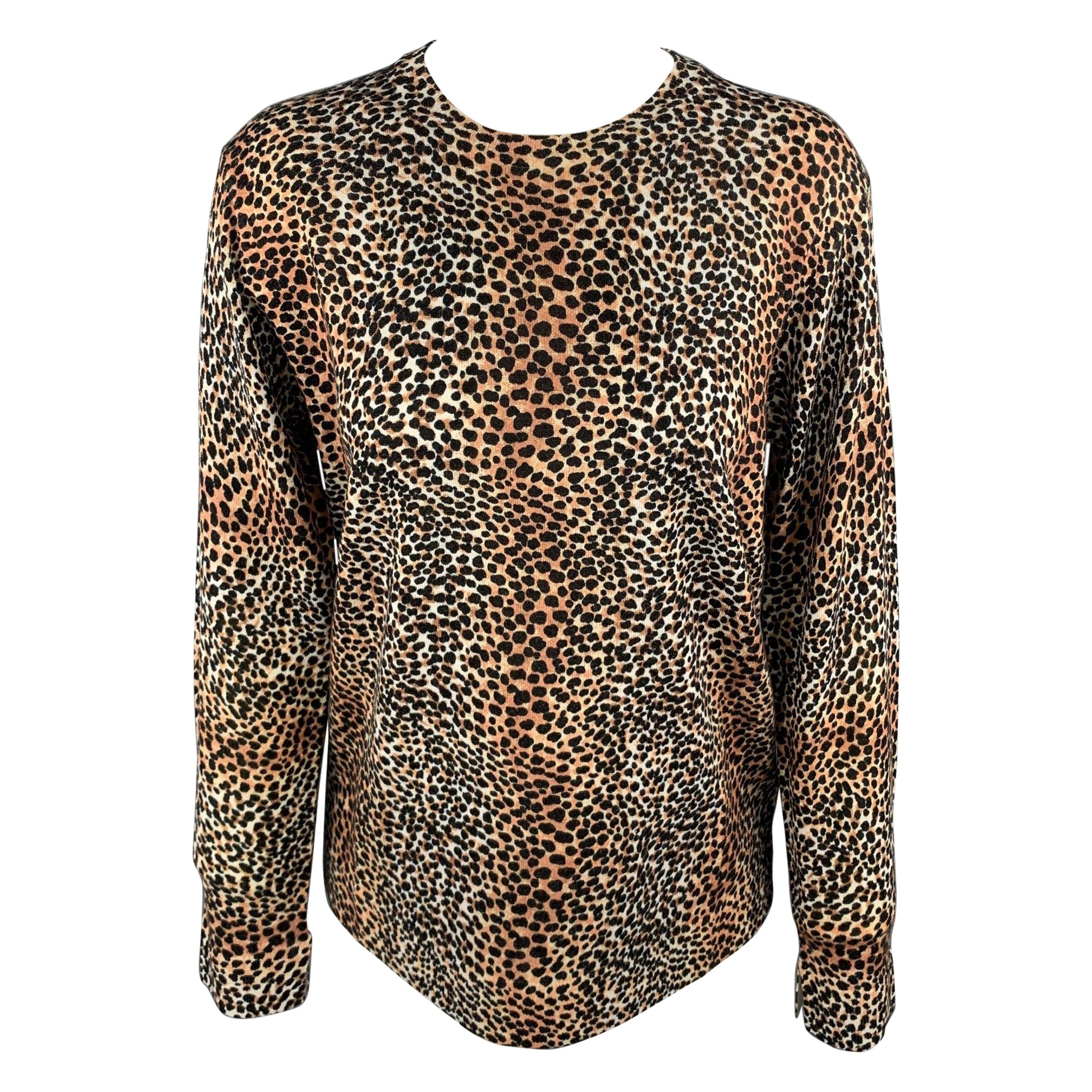 EQUIPMENT Size XS Black & Tan Cheetah Print Wool Pullover For Sale
