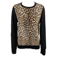 EQUIPMENT Größe M Schwarz & Tan Leopard Wolle / Seide Pullover