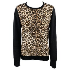 EQUIPMENT Size XS Black & Tan Leopard Wool / Silk Pullover