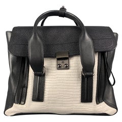 3.1 PHILLIP LIM White Textured Embossed Leather Crossbody Pashli Satchel Handbag