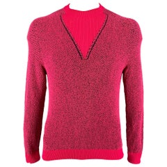 PAUL SMITH Size L Pink Black Textured Polyamide Blend Crew-Neck Pullover