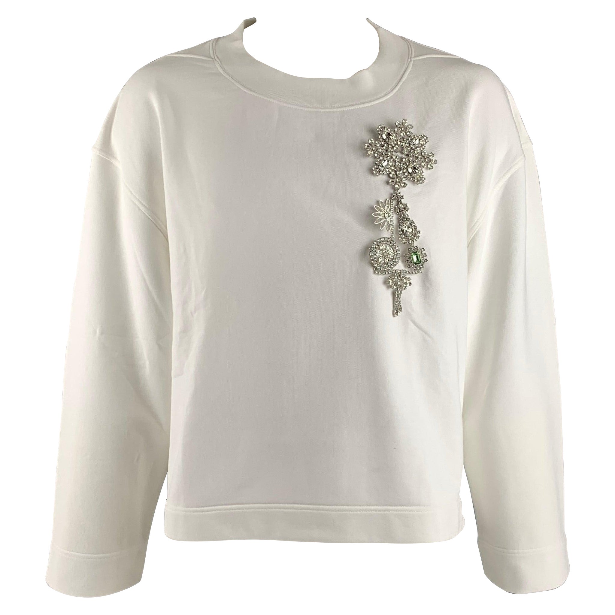BURBERRY Größe XL Weißes Sweatshirt aus massiver Baumwolle in Kurzform im Angebot