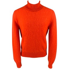 PACO RABANNE Size M Orange Mohair Blend Turtleneck Sweater