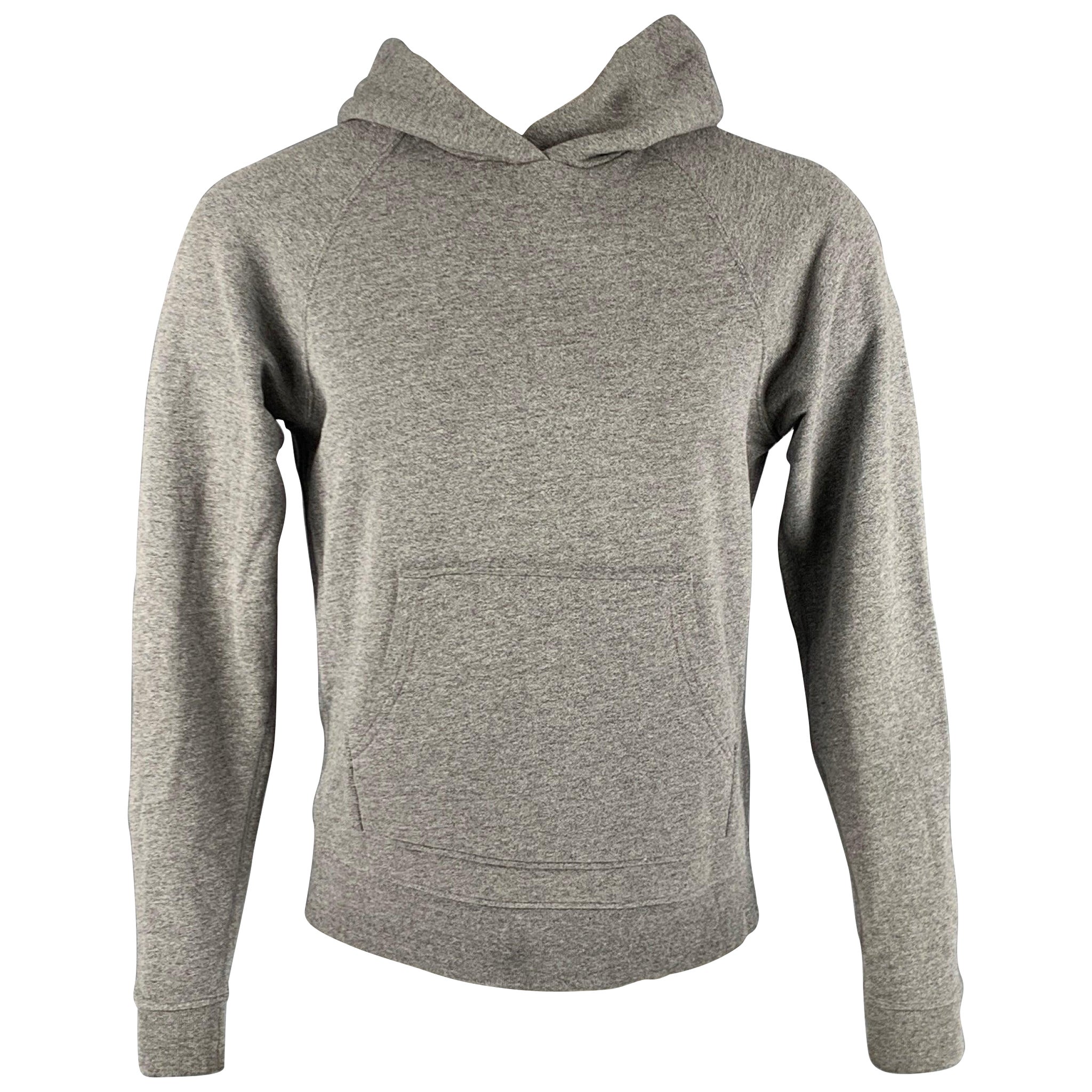 JOHN ELLIOTT Size S Grey Heather Cotton Polyester Hoodie Sweatshirt For Sale