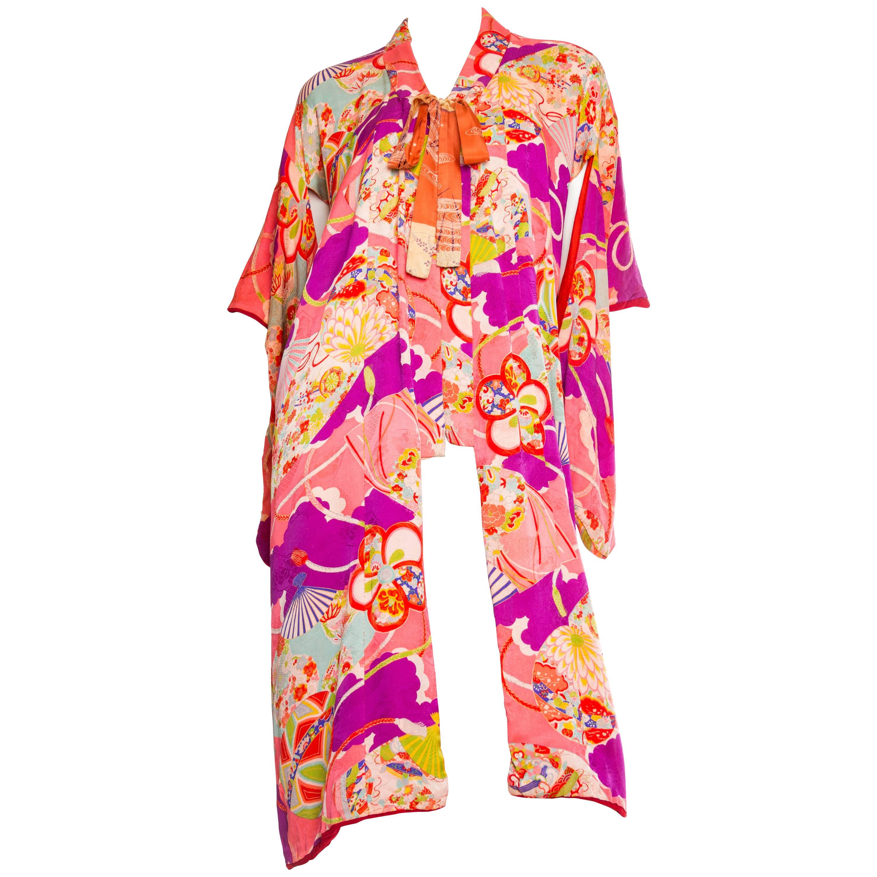 Bright 1940s Printed Kimono
