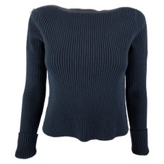 ALEXANDER WANG gerippter Pullover aus Baumwollmischung in Marineblau, Größe XS