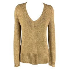 DIANE VON FURSTENBERG Size S Gold Acetate Blend Knitted Pullover