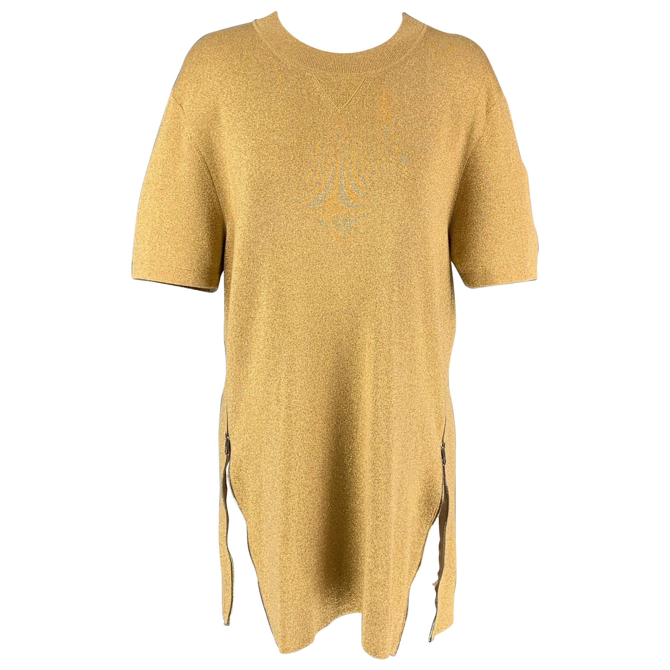 NEIL BARRETT Size M Gold Gold Metallic Polyester Blend Long Pullover For Sale