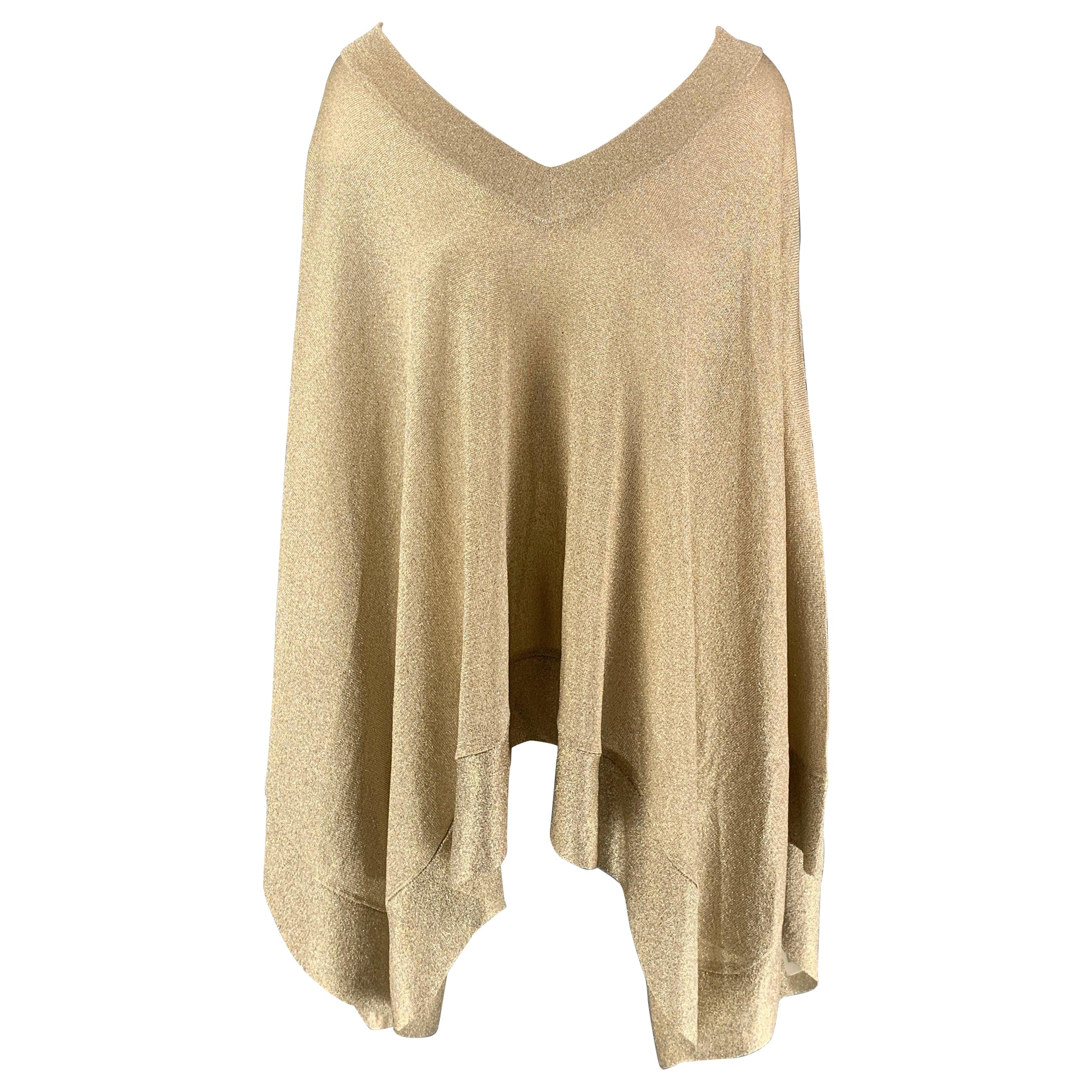 MISSONI Size 6 Gold Metallic Viscose Blend Poncho Sweater For Sale