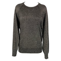 MICHAEL KORS COLLECTION Size XS Silver Metallic Acetate Blend Crew-Neck Pullover