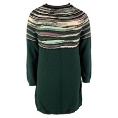 M MISSONI Größe 12 Mehrfarbiger grüner Pullover aus gestrickter Wollmischung