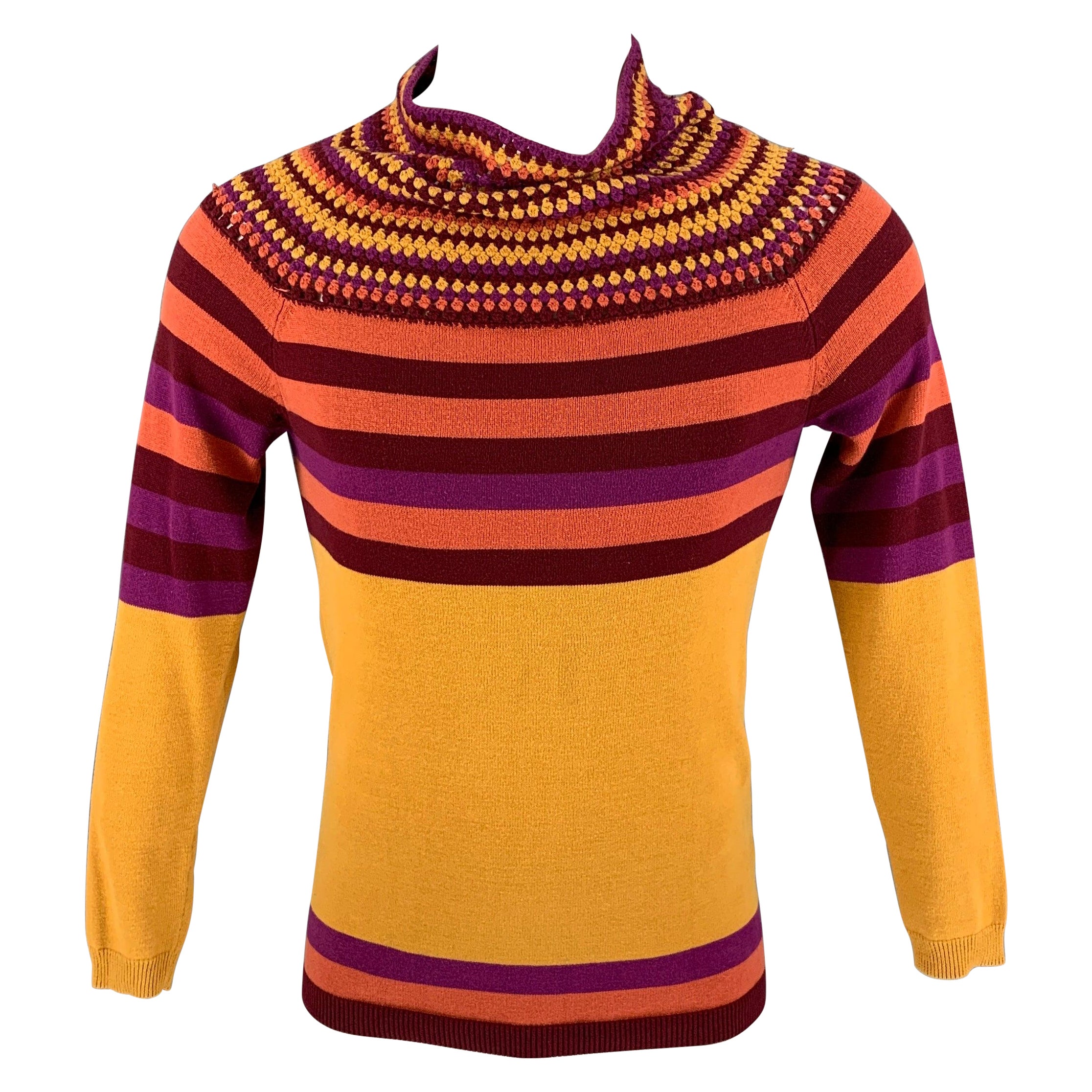 BURBERRY PRORSUM Spring 2012 Size S Multi-Color Stripe Wool/Acrylic Sweater For Sale