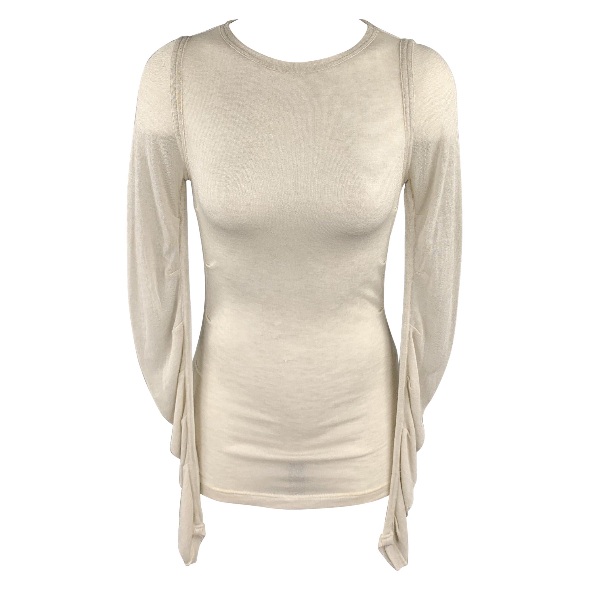 DOLCE & GABBANA Size 4 Off White Knitted Ruched Sleeves Pullover For Sale