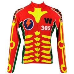 WALTER VAN BEIRENDONCK SS19 Taille L  Top de vélo en jersey de nylon graphique rouge
