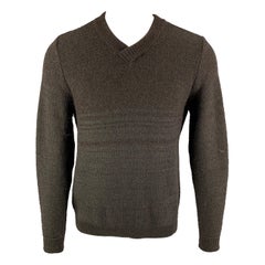 STEPHAN SCHNEIDER Size L Brown Grey Textured Wool Blend V-Neck Sweater