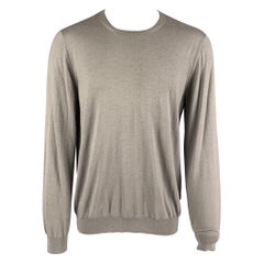 PRADA Size XL Grey Cashmere Silk Crew-Neck Pullover