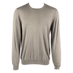 PRADA Taille XL Pull à col ras du cou en cachemire gris et soie