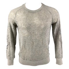 IRO Nona Size S Light Gray Distressed Cotton Blend  Long Sleeve Pullover