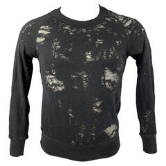 IRO Nona Size XS Black Distressed Cotton Blend  Long Sleeve Pullover