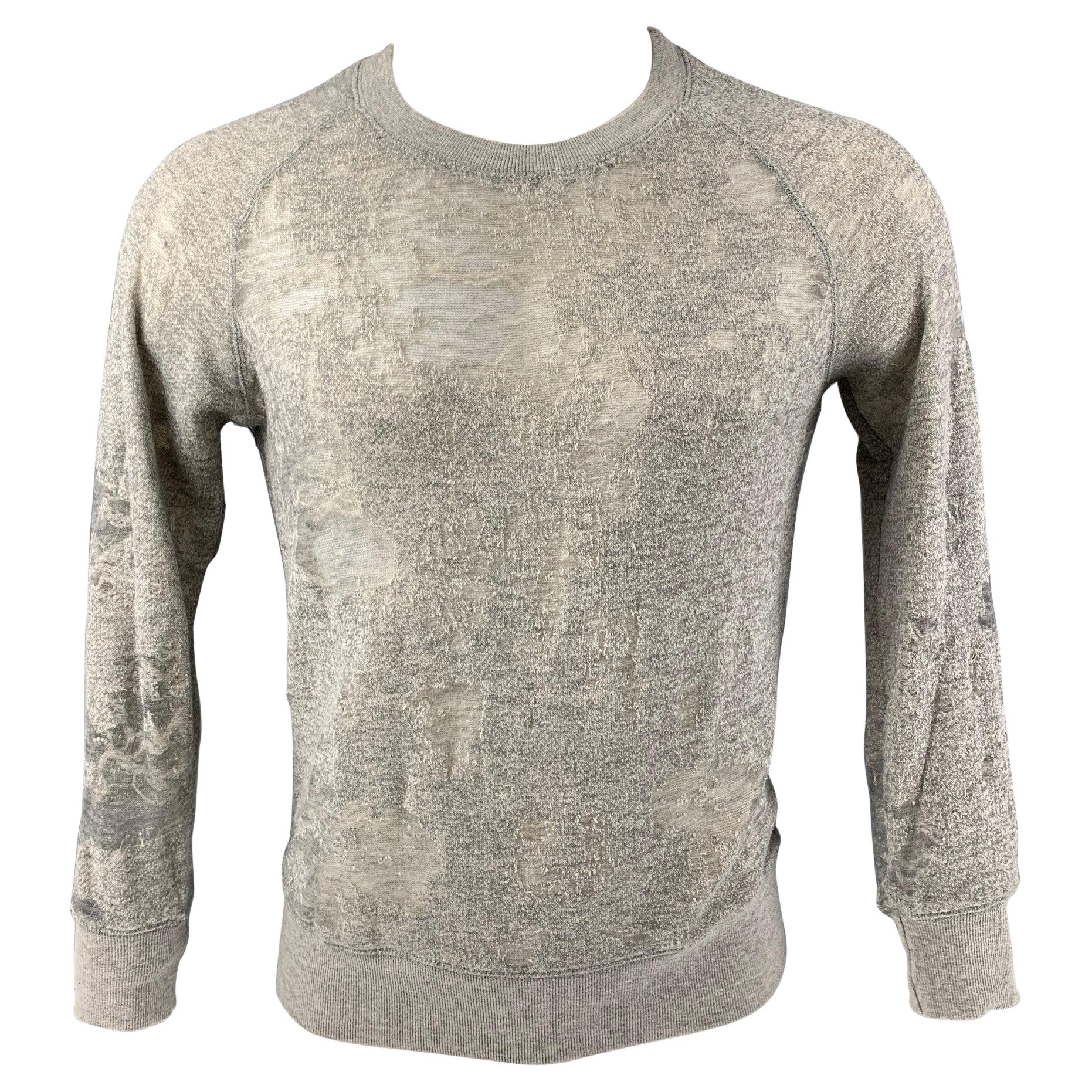 IRO Nona Size S Heather Grey Distressed Cotton Blend Long Sleeve Pullover For Sale