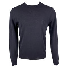 VERSACE COLLECTION Size L Navy Knitted Merino Wool Pullover