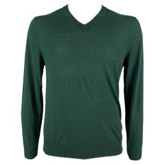 PAUL SMITH Size L Forest Green Merino Wool V-Neck Pullover