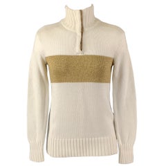 RALPH LAUREN Größe XS Pullover aus Baumwollmischung mit Farbblockmuster in Creme und Gold