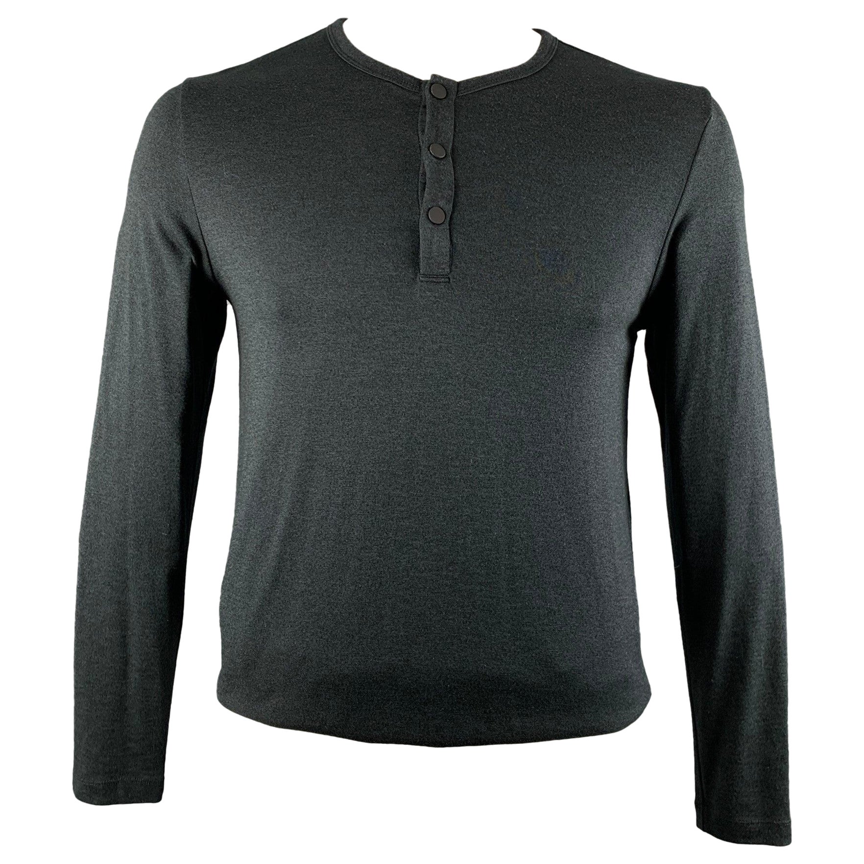 THEORY Size S Grey Black Color Block Modal Blend Henley T-shirt main image 0