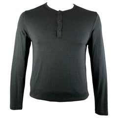 THEORY Size L Grey Charcoal Wool / Polyester Henley Pullover