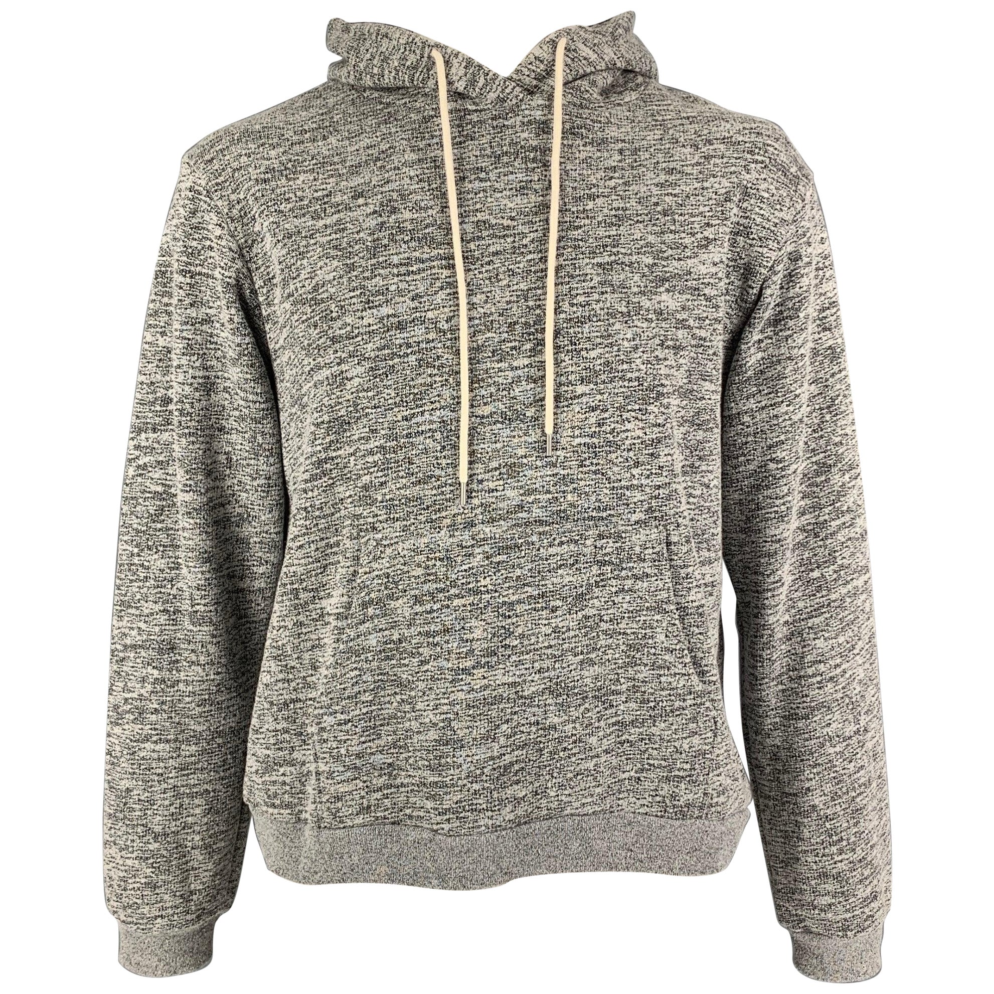 JOHN ELLIOTT Size XL Grey Heather Cotton / Polyester Hooded Sweatshirt For Sale