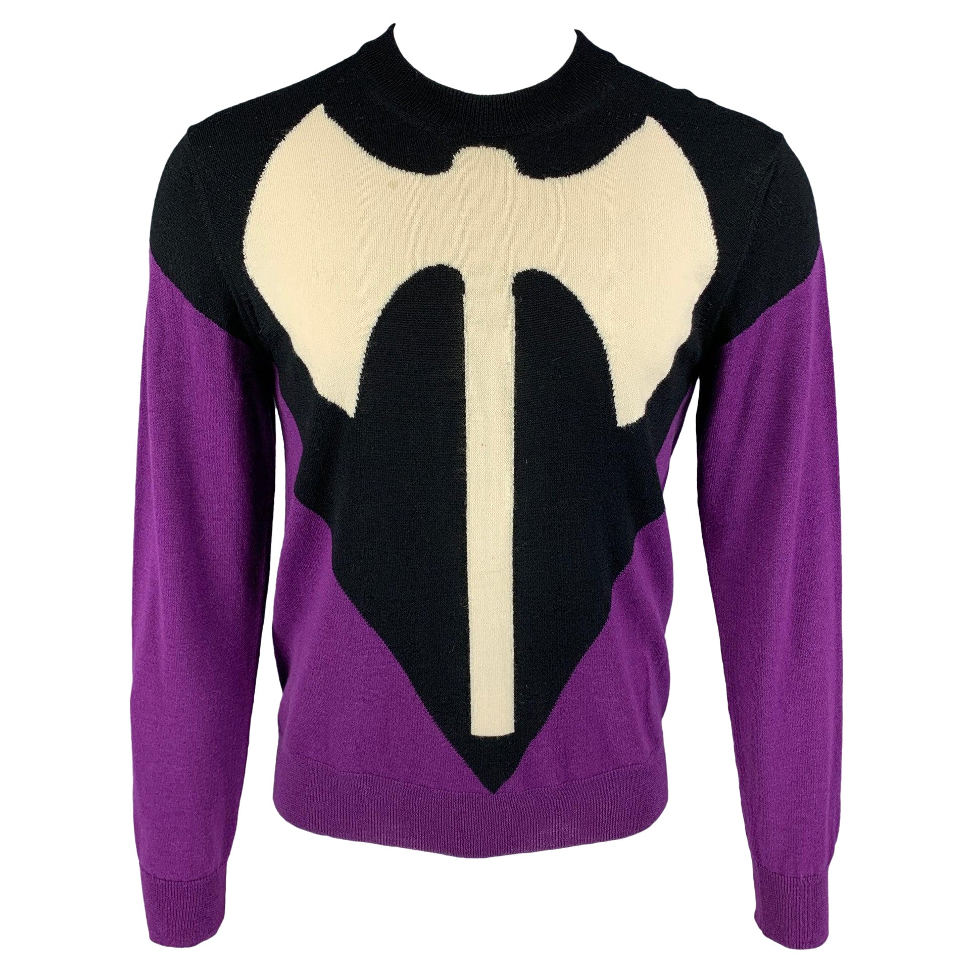 VETEMENTS x COMME des GARCONS SHIRT SS17 Size M Purple Wool Crew-Neck Pullover For Sale