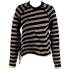 3.1 PHILLIP LIM Size S Navy Black Polyester Blend Stripe Pullover