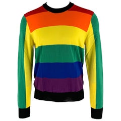 VETEMENTS X CDG SS17 Gay Flagge Größe M Multi-Color Wolle Crew-Neck Pullover mit Rundhalsausschnitt