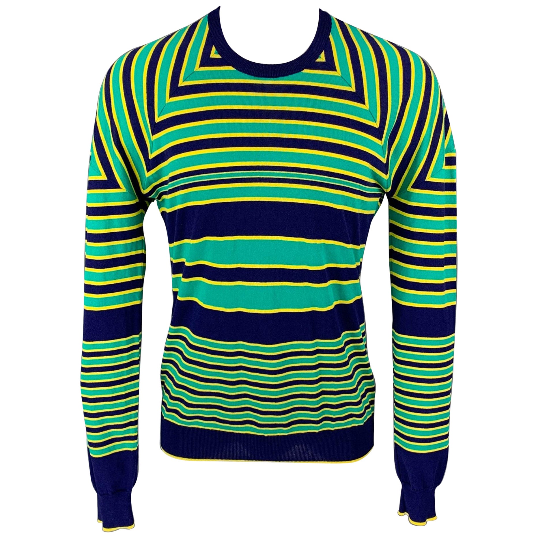 JIL SANDER x RAF SIMONS SS 11 Size M Multicolor Stripe Cotton Crew-Neck Pullover For Sale