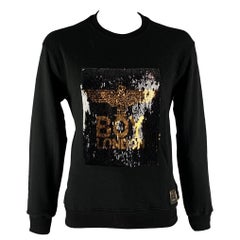 BOY LONDON Size L Black Gold Sequined Cotton Sweatshirt