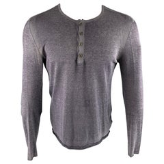 JOHN VARVATOS Size S Purple Silk / Cashmere Henley Pullover