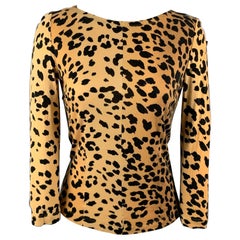 LOVE MOSCHINO Size 6 Beige & Black Viscose Animal Print Pullover