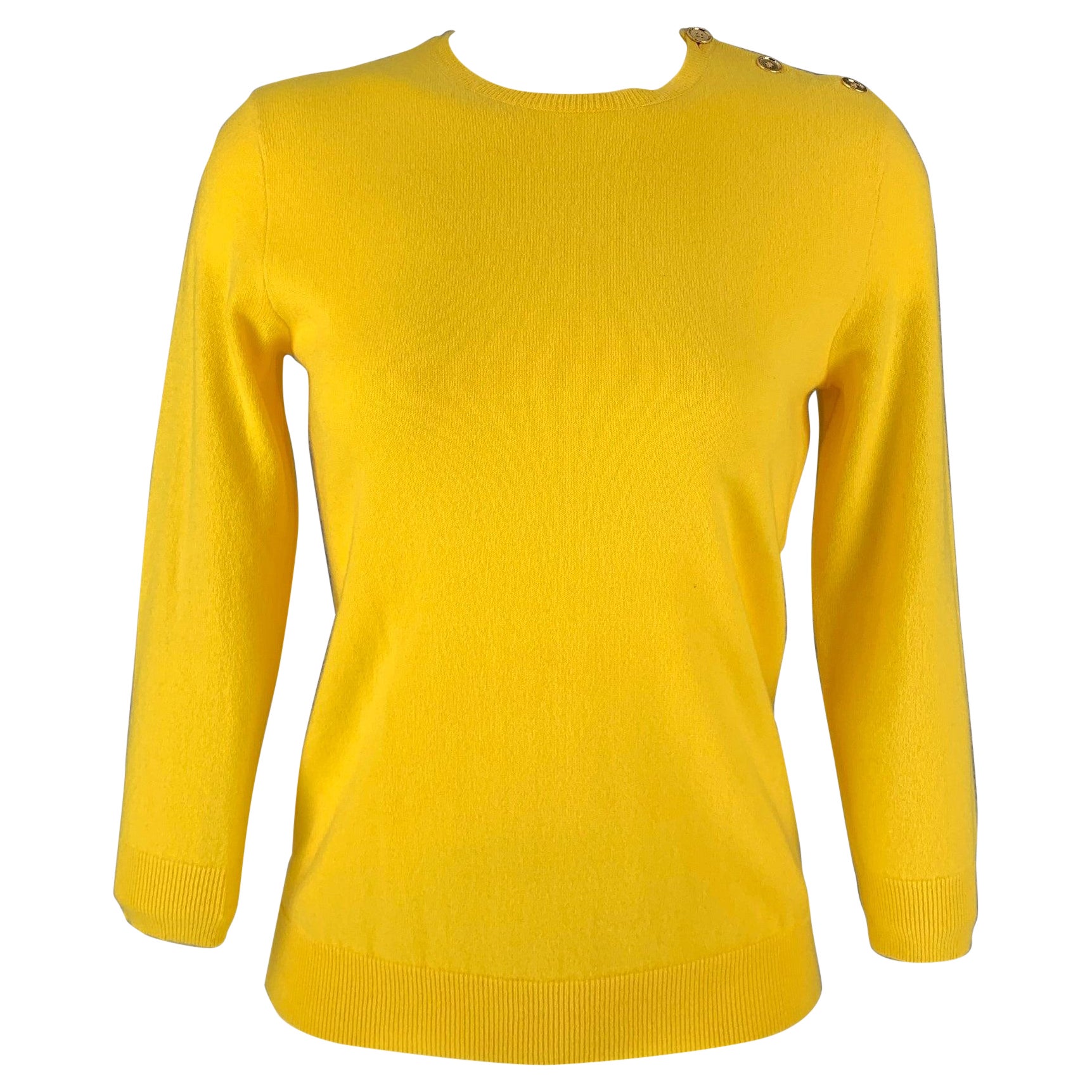 RALPH LAUREN Cashmere Knitted Size M Yellow Pullover For Sale