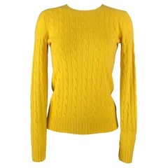 POLO RALPH LAUREN Cashmere Cable Knit Size L Yellow Pullover