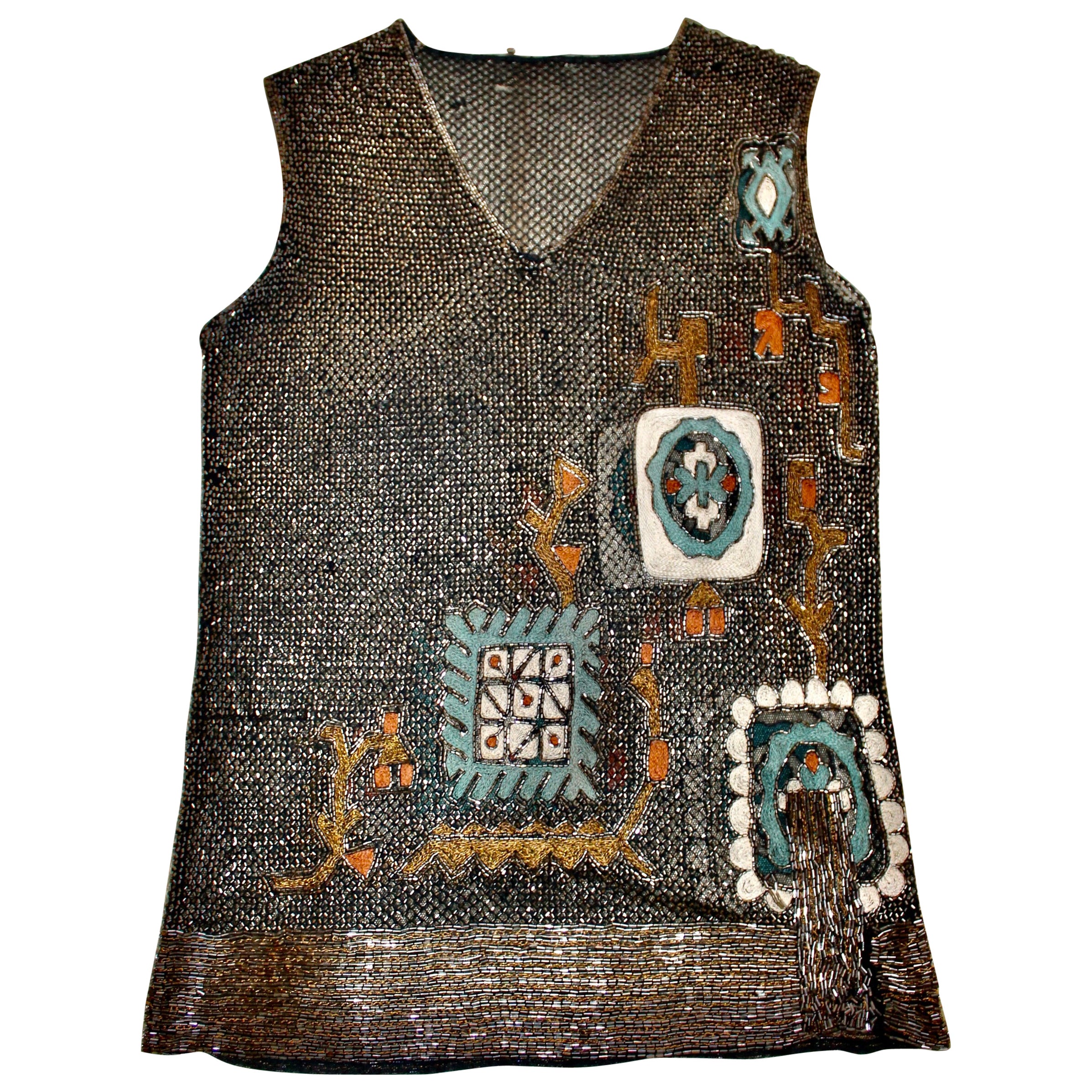 Lesage Style Art Deco Beaded Embroidered Vest