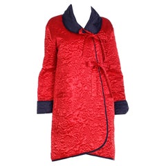 Vintage Sonia Rykiel Quilted Red & Black Reversible Jacket With Hood