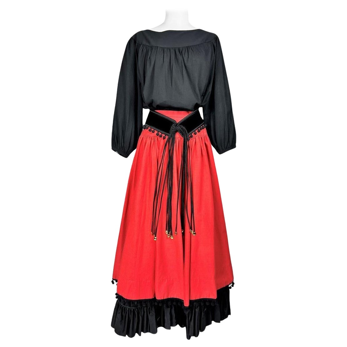 Chemisier et jupe Rive Gauche Yves Saint Laurent, collection printemps-été 1977
