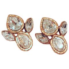 Vintage Signed Emanuel Ungaro Paris Crystal Earrings