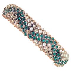 Vintage Crystal  Emerald Rhinestone Bracelet