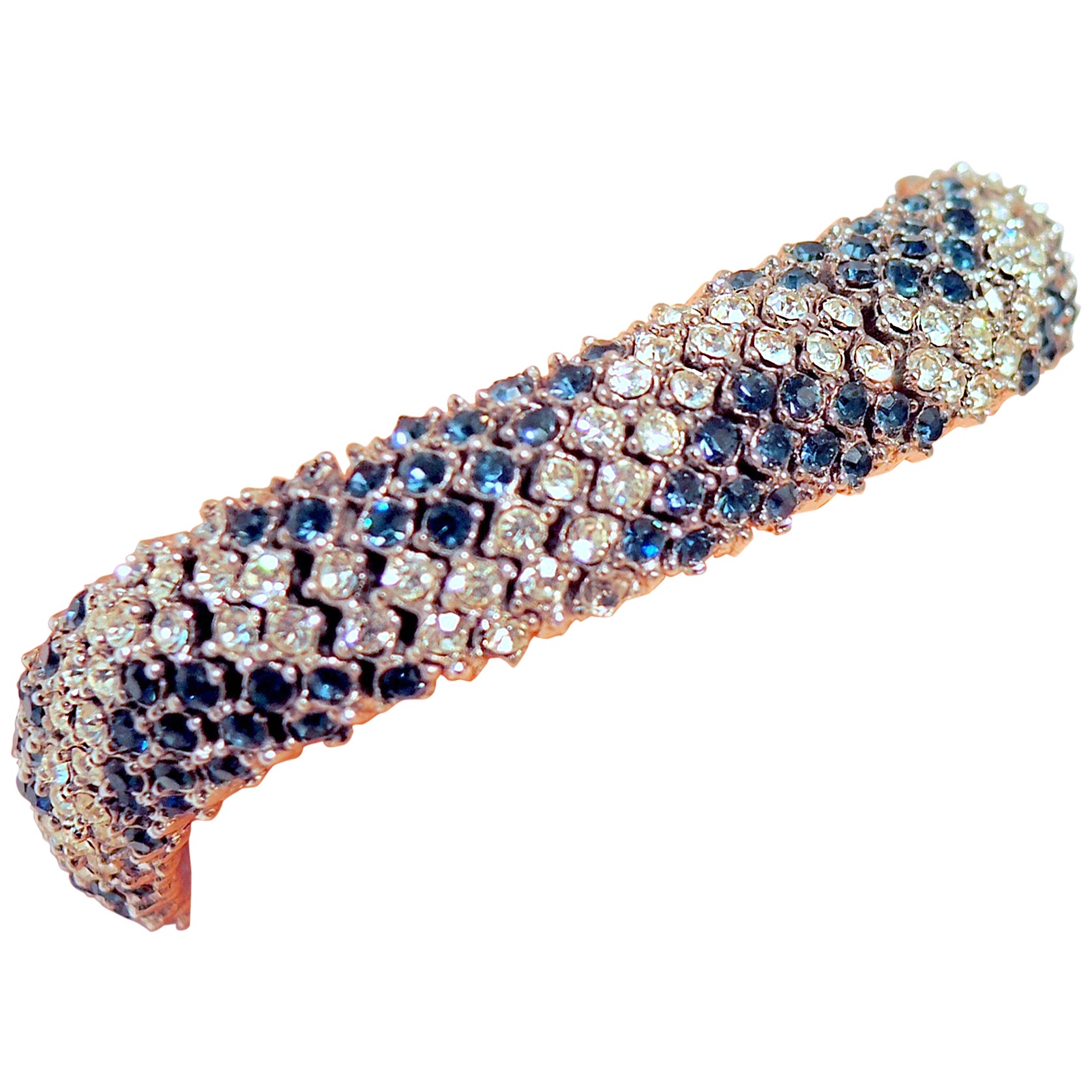 Vintage Ciner Blue and Clear Rhinestone Bracelet at 1stDibs | vintage clear  rhinestone bracelet