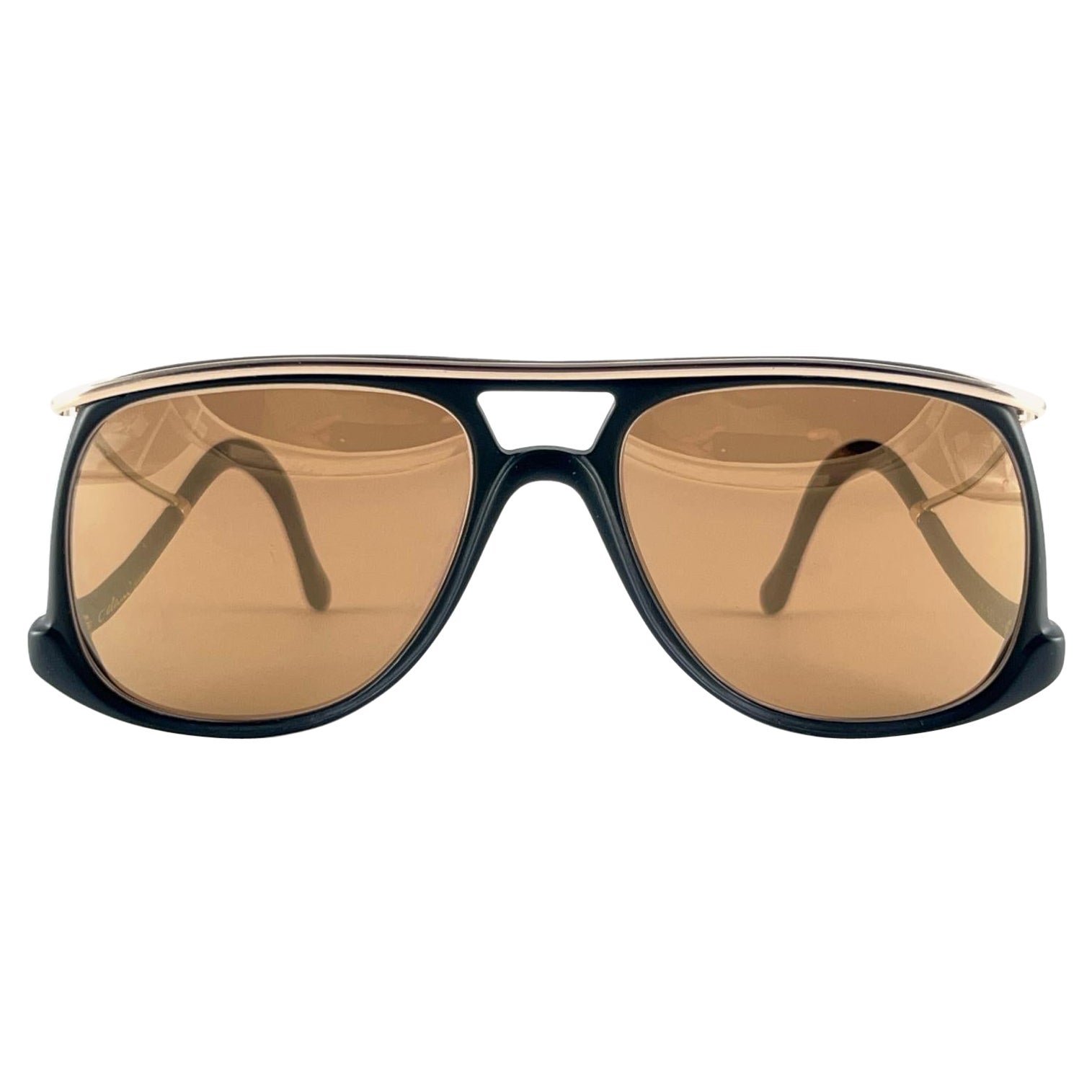 New Vintage Colani Design Black Gold Mirror Lenses Italy 1980's Sunglasses   For Sale